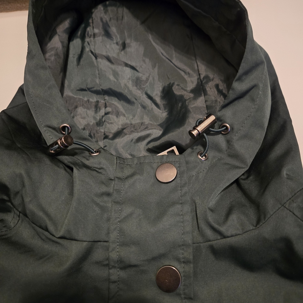 TIME and TRUE Women's Size XL Green Hooded Rain/Trench Jacket - Picture 11 of 13